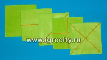 Монтессори материал "5 салфеток для складывания", 3-6 лет, цвет и фактура ткани МИКС 
