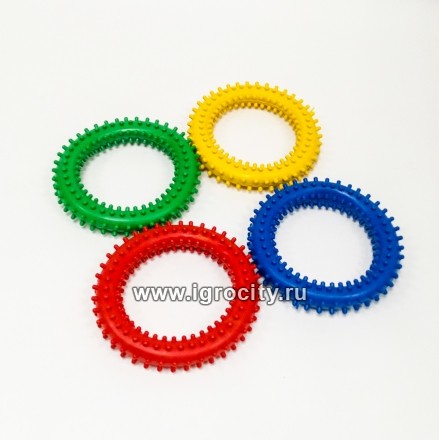 Набор из 4 разноцветных колец с шипами (кистевые эспандеры), d 13 см, Тех-пласт