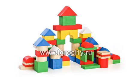 Деревянные строительные кубики Томик "Цветной конструктор", 65 дет., арт. 6678-65 