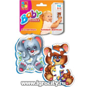 Мягкие магнитные пазлы Baby puzzle "Лесные жители" (мишка+зайка), VladiToys, арт.VT3208-03  (sale!)