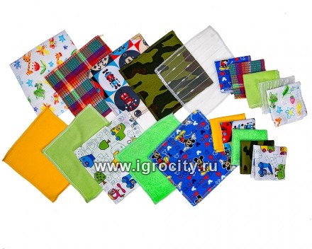 Тактильные чудо-платочки, Smile-Decor, цвета и рисунки на ткани МИКС, арт. Ф100
