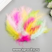 Цветные декоративные перья для развития речевого дыхания, 10-12 см, 24 шт.. цвета МИКС