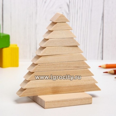 Деревянная мини-пирамидка "Елочка", высота 10 см., Пелси, арт. И607