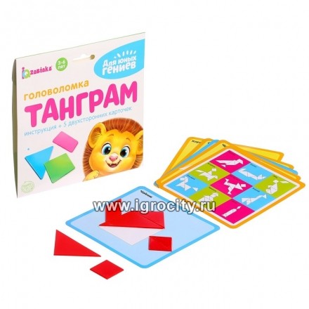 Головоломка «Танграм», 5 карточек с 10 схемами, арт. 4089988