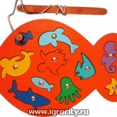 Игра с магнитами "Рыбалка" (магнитная удочка, рыбки, морские животные), Smile-Decor, арт. Р008, цвета МИКС 