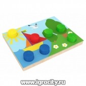 Деревянная мозаика для малышей "Цветные пеньки", Краснокамская игрушки, арт. Н-15