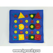 Тактильный набор "синий квадрат" - пуговицы с шагом 5 см и набор фигур для работы, арт. 11006/4