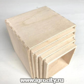 Деревянные коробочки сортер - пирамидка натуральные 5 в 1, Nicolya