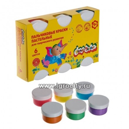 Краски пальчиковые, набор 6 цветов х 60 мл, «Каляка-Маляка», для малышей, арт. 2371073