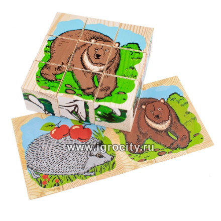 Кубики "Сложи рисунок. Животные леса" из 9 штук, Томик, арт. 4444-4