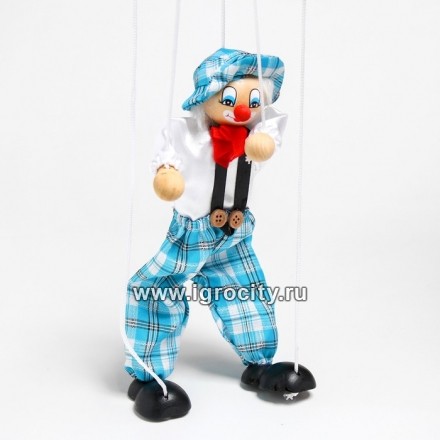 Дергунчик - марионетка на ниточках "Клоун в шляпе", цвета МИКС, арт. 495847