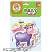 Мягкие пазлы Baby puzzle "Ферма" (коровка+лошадка+овечка+свинка), VladiToys, арт.VT1106-51
