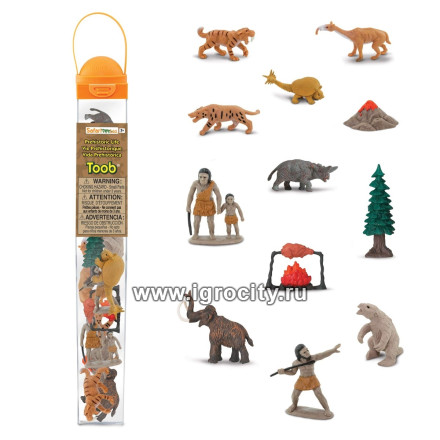 Набор мини-фигурок "Доисторическая жизнь", размер фигурки от 3 см., 12 шт., Safari Ltd, арт.681004