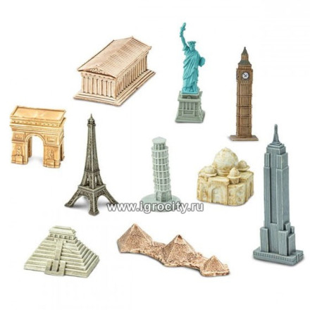 Набор мини-фигурок зданий "Вокруг света", размер фигурки от 3 см., Safari Ltd., арт. 679604