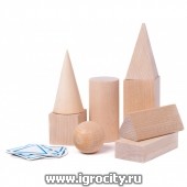 Деревянные объемные геометрические фигуры "Геометрические тела", Краснокамская игрушка