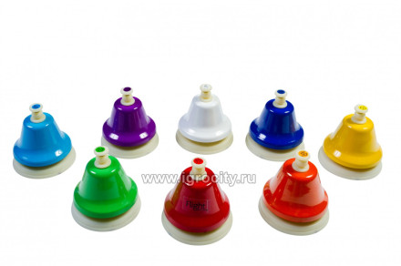 Набор из 8 музыкальных колокольчиков с кнопкой (диатонические колокольчики для детского сада), Flight, арт. Fbell-8B (sale!)