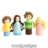 Маленькие деревянные куколки "Семья" - набор из 4 кукол, Вальда 