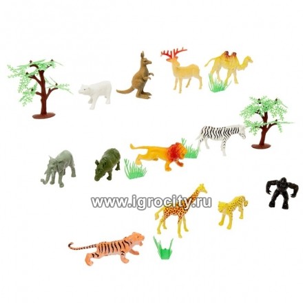 Набор животных «Дикая природа» с аксессуарами, 12 фигурок, арт. 120559
