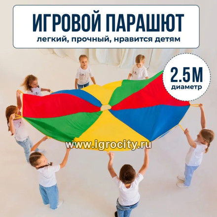 Детский игровой парашют для командных игр, диаметр 2.5 метра, арт. 63010