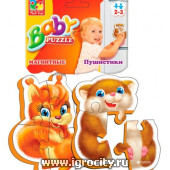 Мягкие магнитные пазлы Baby puzzle "Пушистики", VladiToys, арт.VT3208-04  (sale!)