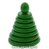Одноцветная пирамидка Зеленая 8 дет., RNToys, высота 12 см., арт. Д-517