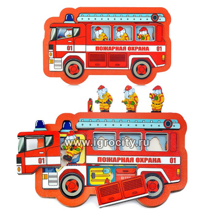 Развивающая доска "Пожарная охрана" (пожарная машина) 18 дет, Нескучные игры, арт.8191