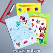 Прозрачная папка для занятий пиши и стирай «Микки Маус и его друзья» в папке с карточками и маркером,  арт. 4160420