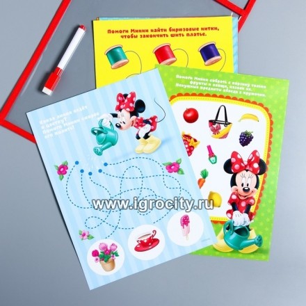 Развивающая игра «Пиши-стирай. Микки Маус и его друзья» в папке с карточками и маркером,  арт. 4160420