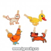 Игра с прищепками "Собери домашнее животное №4", Сибирские игрушки