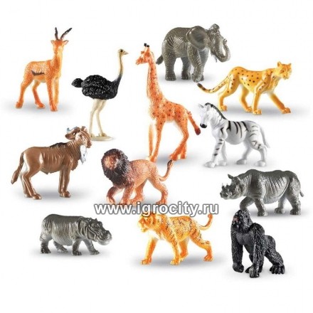 Набор мини-фигурок "Животные джунглей", 12 фигурок, размер фигурки от 4 см., упаковка ZIP-пакет